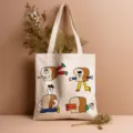 Modische Segeltuch Tasche mit lustigem Brot Cartoon Druck, ideal für den täglichen Gebrauch. - Stil 10 / 35*40cm
