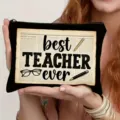 Best teacher ever cosmetic bag printed teacher day makeup pouch lightweight clutch gift - Style 2