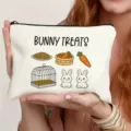 Cute canvas zipper makeup bag with bunny treats print, perfect for daily travel storage. - Bunny Treats Style B (7)