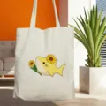Niedliche gelbe Hai bedruckte Segeltuchtasche ideal für tägliche Reisen und StrandFreizeit. - Sonnenblume Gelber Hai Stil (2) / 35x40cm