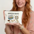 Detailed view of a cute hamster print canvas cosmetic bag, handy for daily travel storage. - Hamster Treats Style (3)