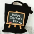Schwarze Canvas Tragetasche für Lehrer, große Handtasche mit niedlichem Tafeldruck. - Kreidetafel Muster (5) / 35x40cm / Schwarz