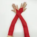 Longs gants de protection solaire en filet rouge, design élégant en soie glacée pour l'été. - Taille unique / Rouge