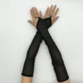 Gants de protection solaire longs noirs, manches en maille transparente pour l'été. - Taille unique / Noir
