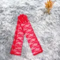 Gants longs en dentelle rouge, gants de protection solaire d'été, gants de mariée en résille florale - Taille unique / Rouge