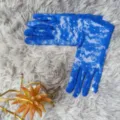 Gants en dentelle bleue été fin élastique floral protection solaire mariage nuptiale SKU - Taille unique / Bleu