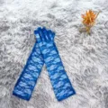 Variante de gants en dentelle bleue, protection solaire mi-longue et accessoires de mariage. - Taille unique / Bleu