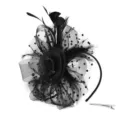 Coiffure fascinator vintage noir en plume résille à pois accessoire de fête élégant - Serre-Tête Noir