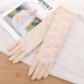 Printemps été mince crème solaire dentelle gants mariage mariée longs femmes gants sexy beige. - Taille unique / Kaki