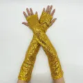Longs gants sans doigts à sequins dorés accessoires brillants de fête cosplay de scène - Mitaines / Or