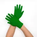 Gants courts en soie de lait élastique pour femme pour spectacle de scène et cyclisme vert - Vert