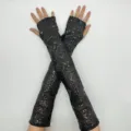 Longs gants sans doigts à sequins noirs scintillants pour fête scène costume accessoires - Mitaines / Noir