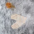 Women stretch lace gloves floral sun protection short gloves for party wedding driving. - One Size / Nude
