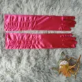 Satin pleated long gloves in bright pink, perfect for wedding evening party and performance. - One Size / Rose Red