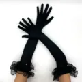 femmes années 1920 55cm satin gants longs soirée fête opéra vintage noir accessoires - Noir