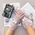 White lace mesh gloves short bridal wedding fashion accessories for women summer sun protection - One Size / White Lace Bow