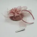 Rosa Vintage Fascinator Netz Schleier Feder Haarband und Clip Detail fur Party 1920s Kleidung - Rosa