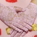 Gants en dentelle rose femme ete protection solaire doigts complets mariage floral - Taille unique / Rose