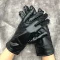 Gants en cuir verni noir brillant fin long cosplay costume accessoires de scene performance - Taille unique / Noir