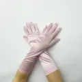Femmes gants longs en satin rose élégants soirée opéra bal bal gants de protection solaire stretch - Taille unique / Rose