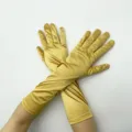 Gants longs en satin doré pour femmes été protection solaire élasthanne accessoires d'étiquette - Taille unique / Or