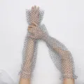 Manches longues de protection solaire en tulle transparent à pois, gants d'été sans doigts. - Blanc à pois noirs