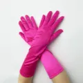 Lange rosa Satinhandschuhe für Damen, elastische Spandex Opernhandschuhe für Abendparty. - Einheitsgröße / Fuchsia