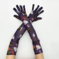 Gants longs en maille d'Halloween effrayant crâne fantôme accessoires de fête - Taille unique / Citrouille Violette
