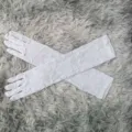 White floral lace gloves, mid-long sun protection cycling gloves fashion style variant. - One Size / White