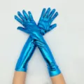 Gants longs bleus métalliques brillants pour femmes, parfaits pour la pole dance et les fêtes. - Taille unique / Bleu sarcelle