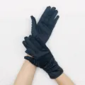 Gants courts noirs en satin vue détaillée, gants de soirée extensibles élégants. - Noir