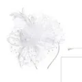 Serre-tête fascinateur en résille à plumes vintage blanc accessoire cheveux mariée détail. - Serre-Tête Blanc
