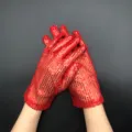 Gants à sequins rouges pour femmes adultes spectacle de scène fête costume mode - Taille unique / Rouge