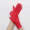 Short stretch satin gloves red formal evening prom performance party dress gloves elegant women - Red