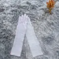 Gants en dentelle blanche mi-longs anti-uv, accessoire élégant mariage été femme. - Taille unique / Rose Clair