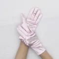 pink satin short gloves smooth elegant dress gloves for women party evening wear - Pink
