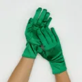 Green short stretch satin gloves for women elegant prom party evening dress accessories. - Dark Green
