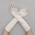 Elegante lange Satin Handschuhe für Damen, elastischer Spandex Sonnenschutz Party. - Einheitsgröße / Champagner