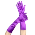 Violette lange Satinhandschuhe für Damen, elegante Abendparty oder Sonnenschutz Handschuhe. - Einheitsgröße / Lila