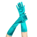 Türkis lange Satin Handschuhe für Damen, elegante elastische Spandex Abend Party Zubehör. - Einheitsgröße / Malachitgrün