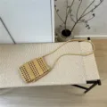 Mini borsa a tracolla in paglia intrecciata, piccola borsa quadrata estiva casual da donna. - Giallo