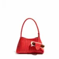 Borsa a spalla in pelle intrecciata rossa elegante borsa casual con accessorio occhiali - Rosso