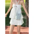 Mini crossbody phone bag for women, stylish soft leather mini shoulder bag in light blue. - Blue