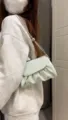 Borsa a tracolla Cloud arricciata con catena, stile versatile per le donne ogni giorno. - Verde