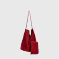 Borsa a tracolla morbida rossa da donna, borsa minimalista con piccola pochette per lavoro. - Rosso