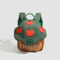 Süßer Kinderrucksack im Pilz-Design mit roten Apfel-Patches, leichte Mini Tasche für Kinder. - Grün