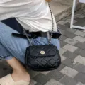 Black quilted chain shoulder bag for women, stylish crossbody bag with metal turn lock. - L / Black