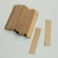 Kraftpapier Etiketten Detailansicht, lange Blanko Lesezeichen mit praktischem Loch zum Aufhaengen. - 100 Stück/Packung (Braun Farbe 12x2.5cm)