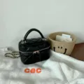 Bolso de mano acolchado negro con cadena, elegante bolso bandolera de moda para mujeres. - L / Negro
