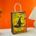 Halloween paper gift bag with handles spooky pumpkin hat design party candy packaging 1pc - Hat (b帽子) / 16x7x23cm